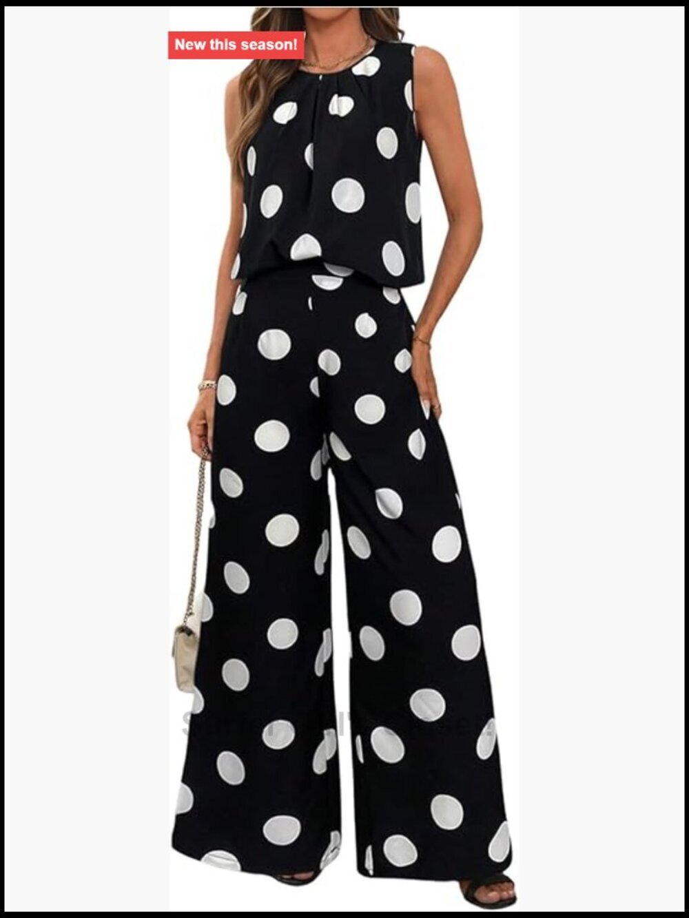 Polka Dots Two Piece Tank Top and Pants Set